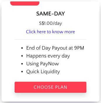 Same-Day Payout plan