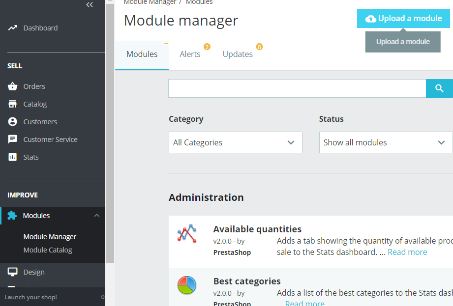 Navigate to upload module step