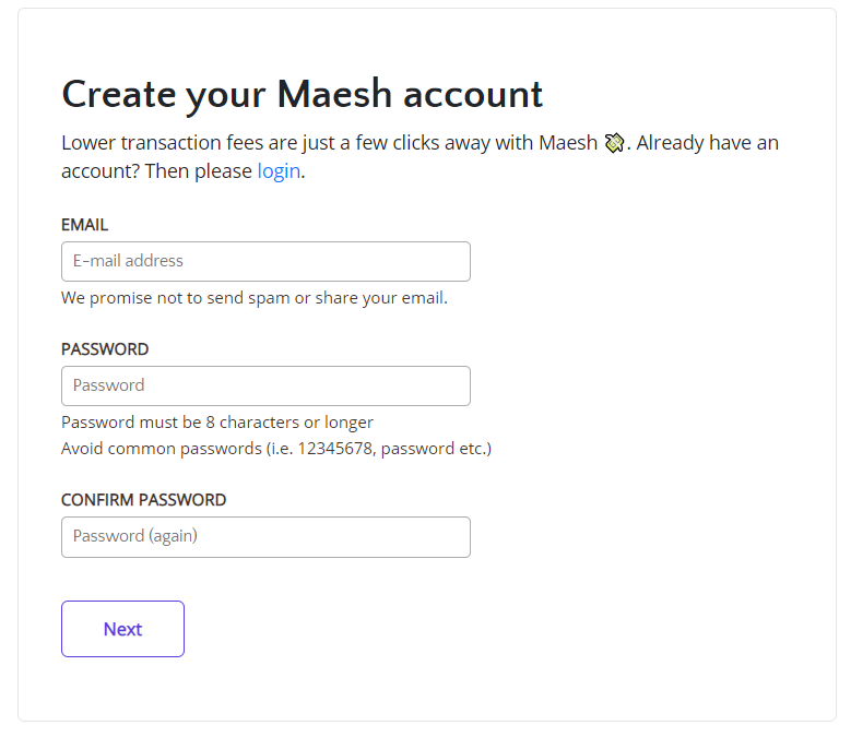 Login/signup to Maesh