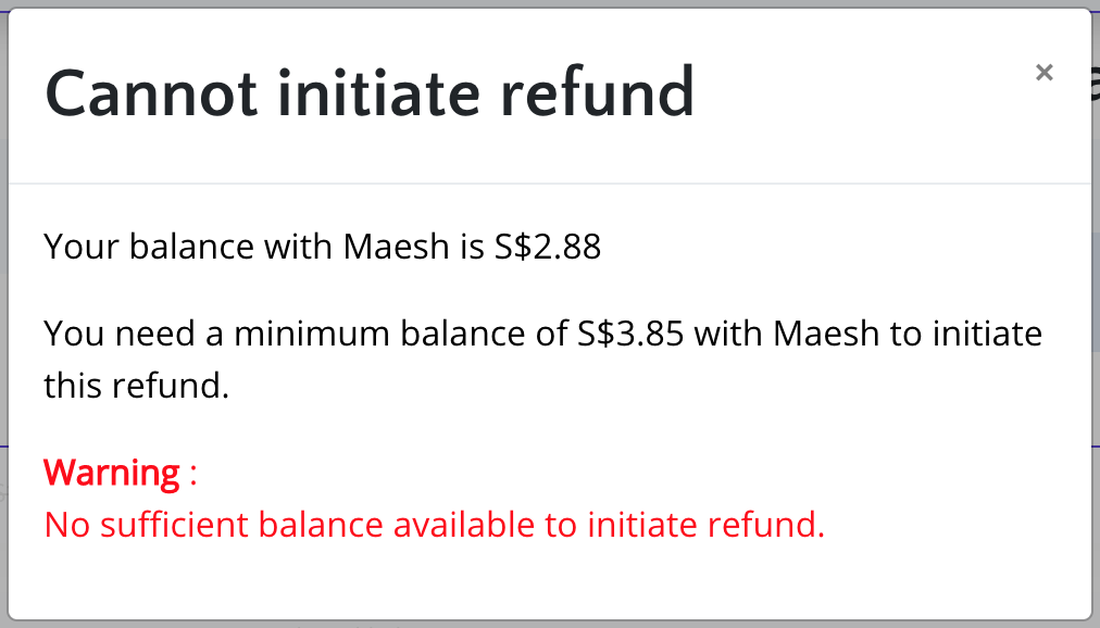 Not enough balance for a refund